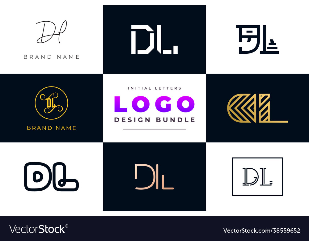 Set collection initial letters dl logo design vector image Set collection initial letters dl logo design