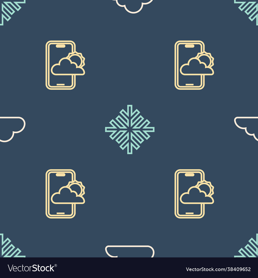 Set line cloud weather forecast and snowflake vector image Set line cloud weather forecast and snowflake
