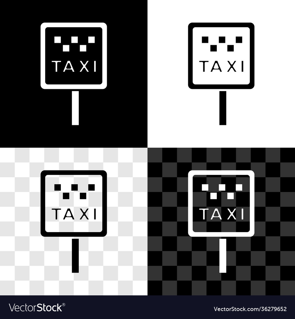 Set road sign for a taxi stand icon isolated