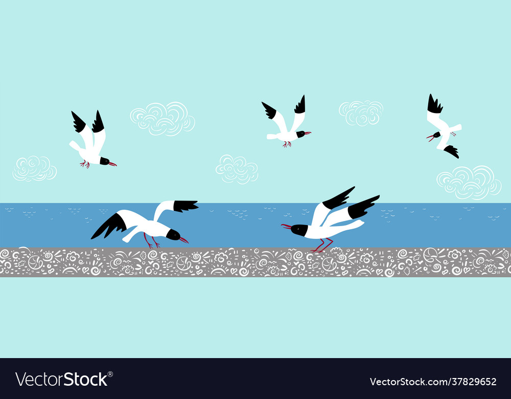 Set with seagulls in different poses