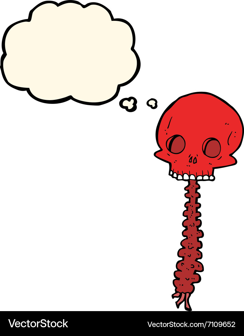 Spooky Cartoon Sull And Spine With Thought Bubble Vector Image