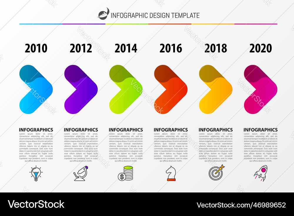 Timeline infographic design template with 6 steps Vector Image