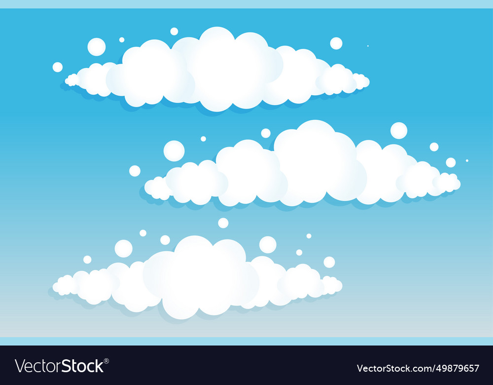 3d style cartoon clouds icon in set Royalty Free Vector