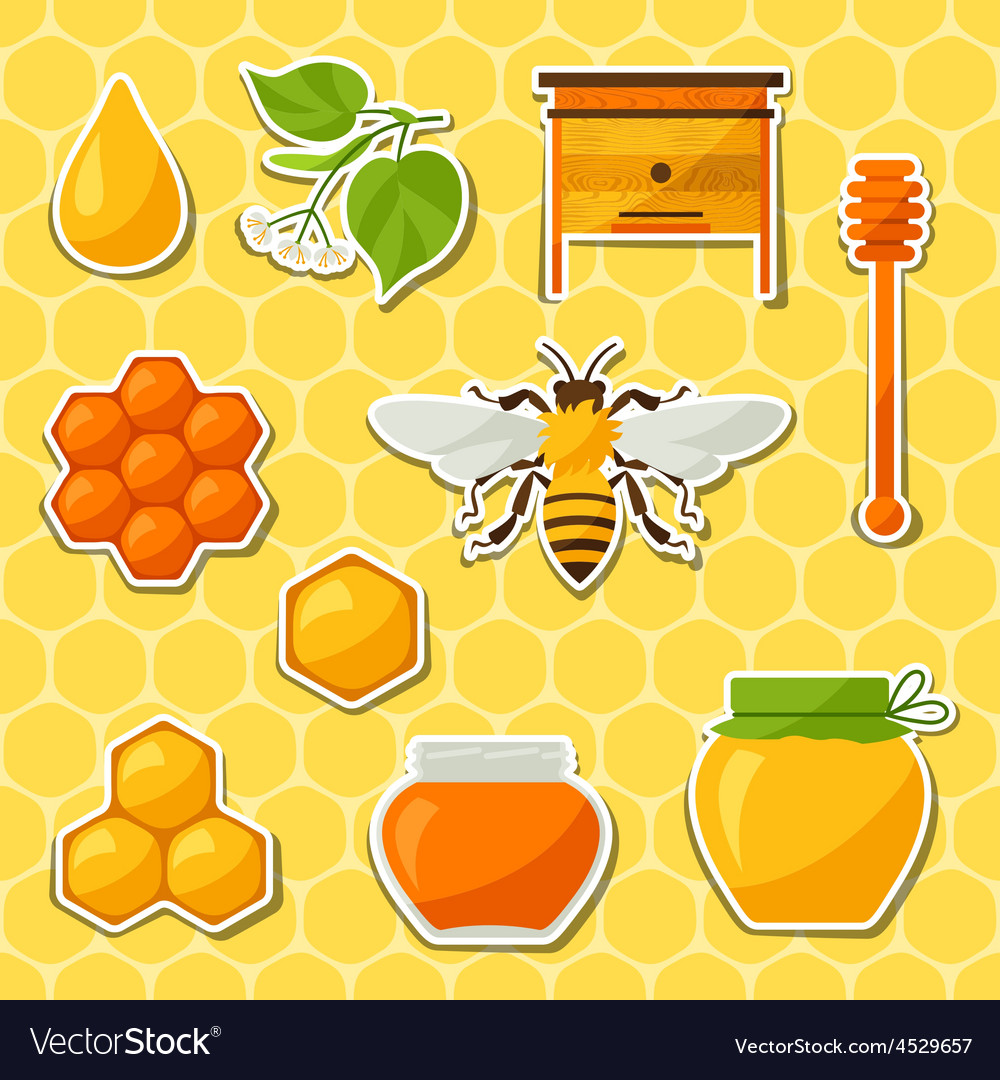 Background design with honey and bee objects