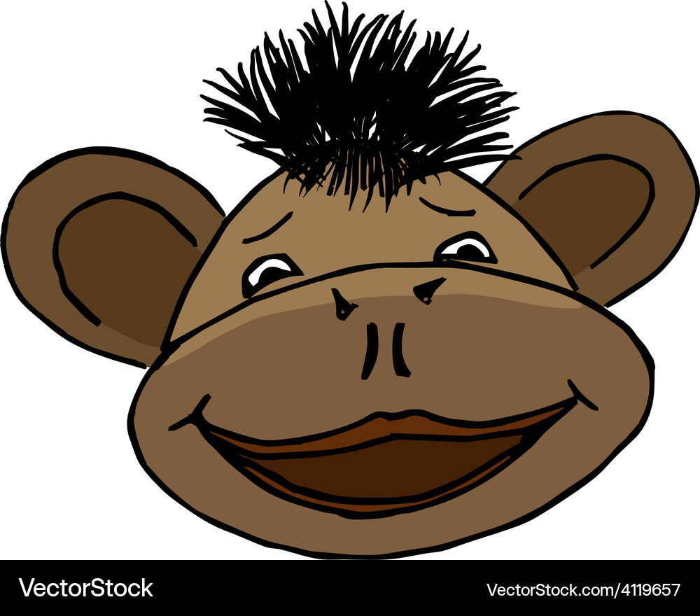 Cartoon style monkey head Royalty Free Vector Image