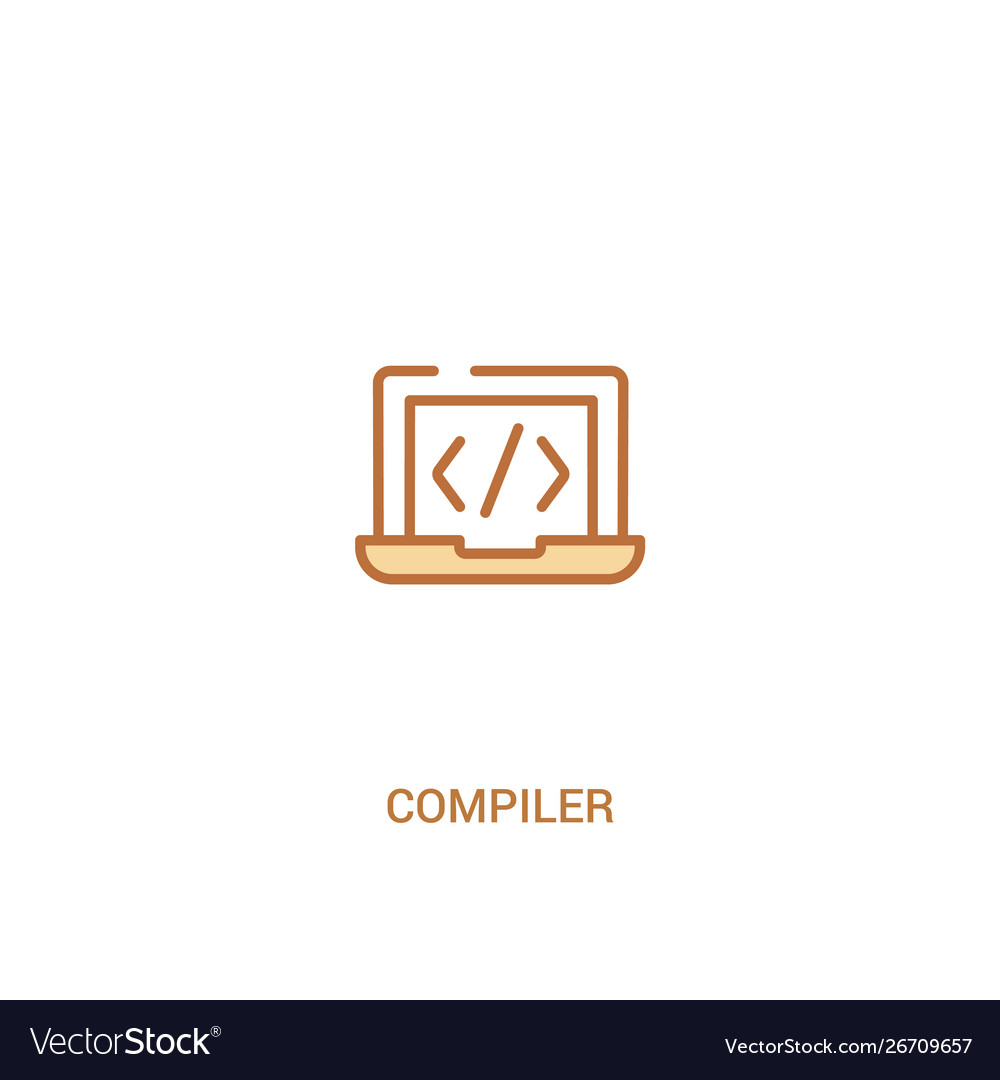 Compiler concept 2 colored icon simple line vector image Compiler concept 2 colored icon simple line