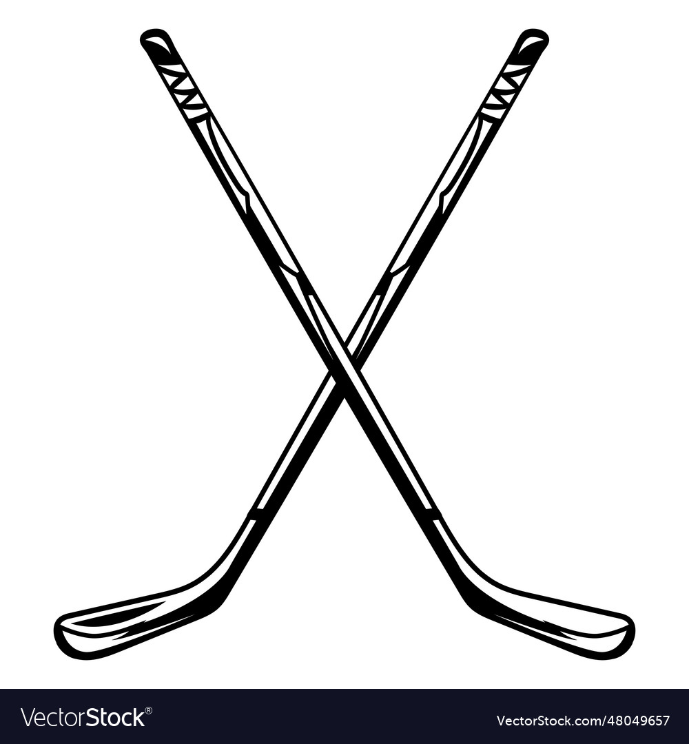 Crossed ice hockey sticks high contrast Royalty Free Vector