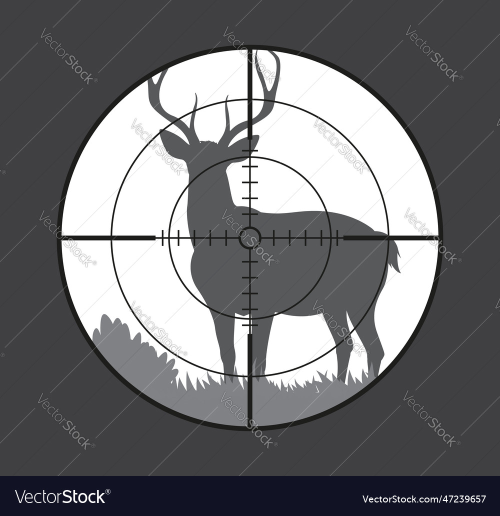 Deer target hunting sport rifle scope with animal Vector Image