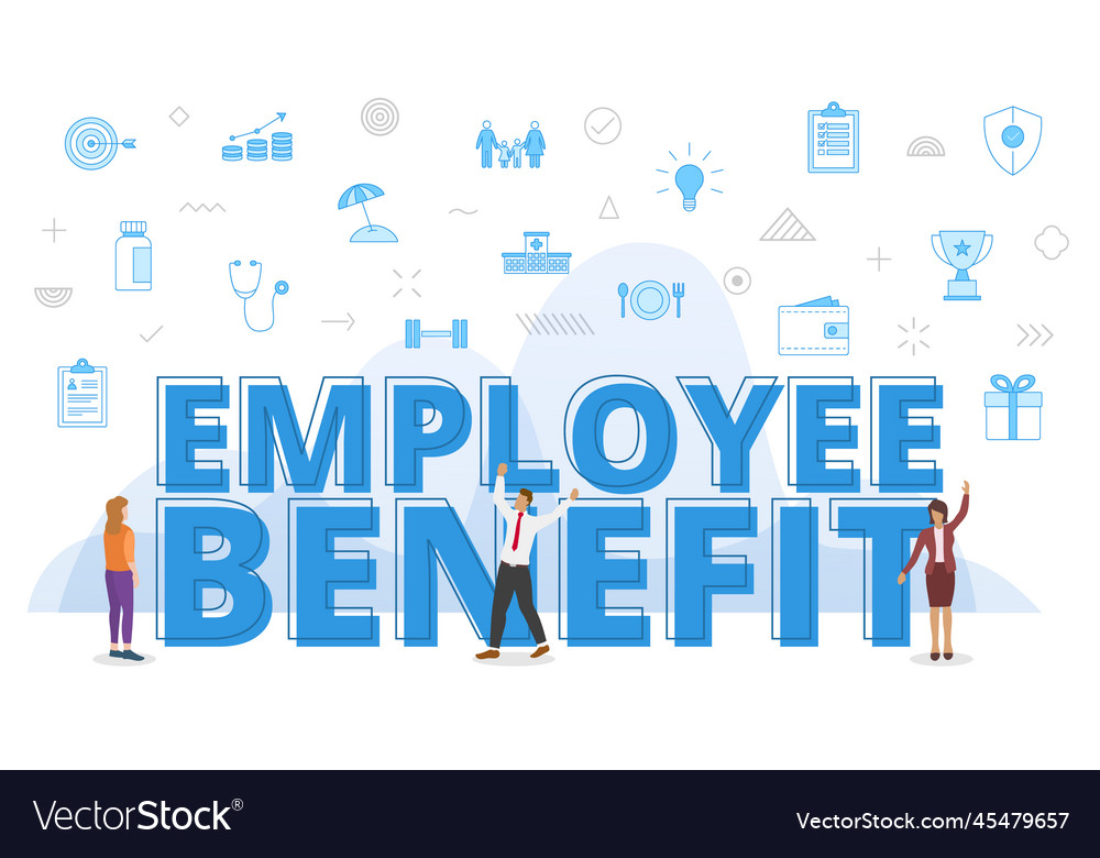 Employee benefits concept with big words Vector Image