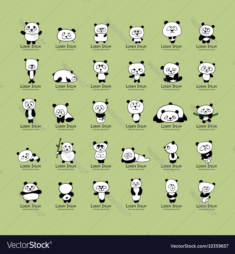 Funny pandas collection sketch for your design
