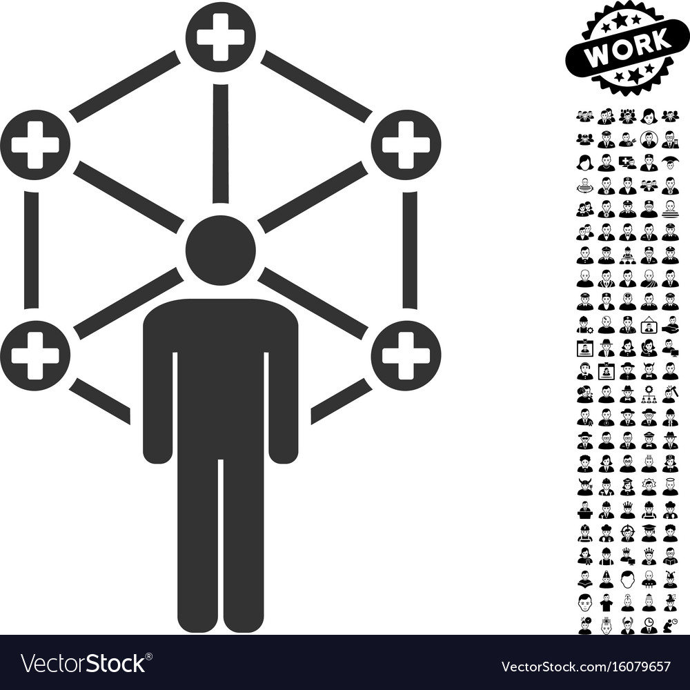 Medical network administrator icon with men bonus