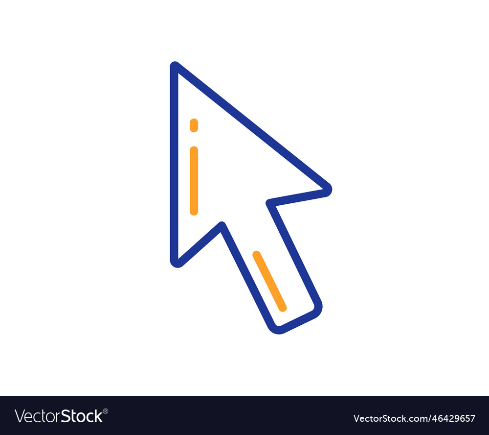 Mouse cursor line icon click action sign vector image Mouse cursor line icon click action sign