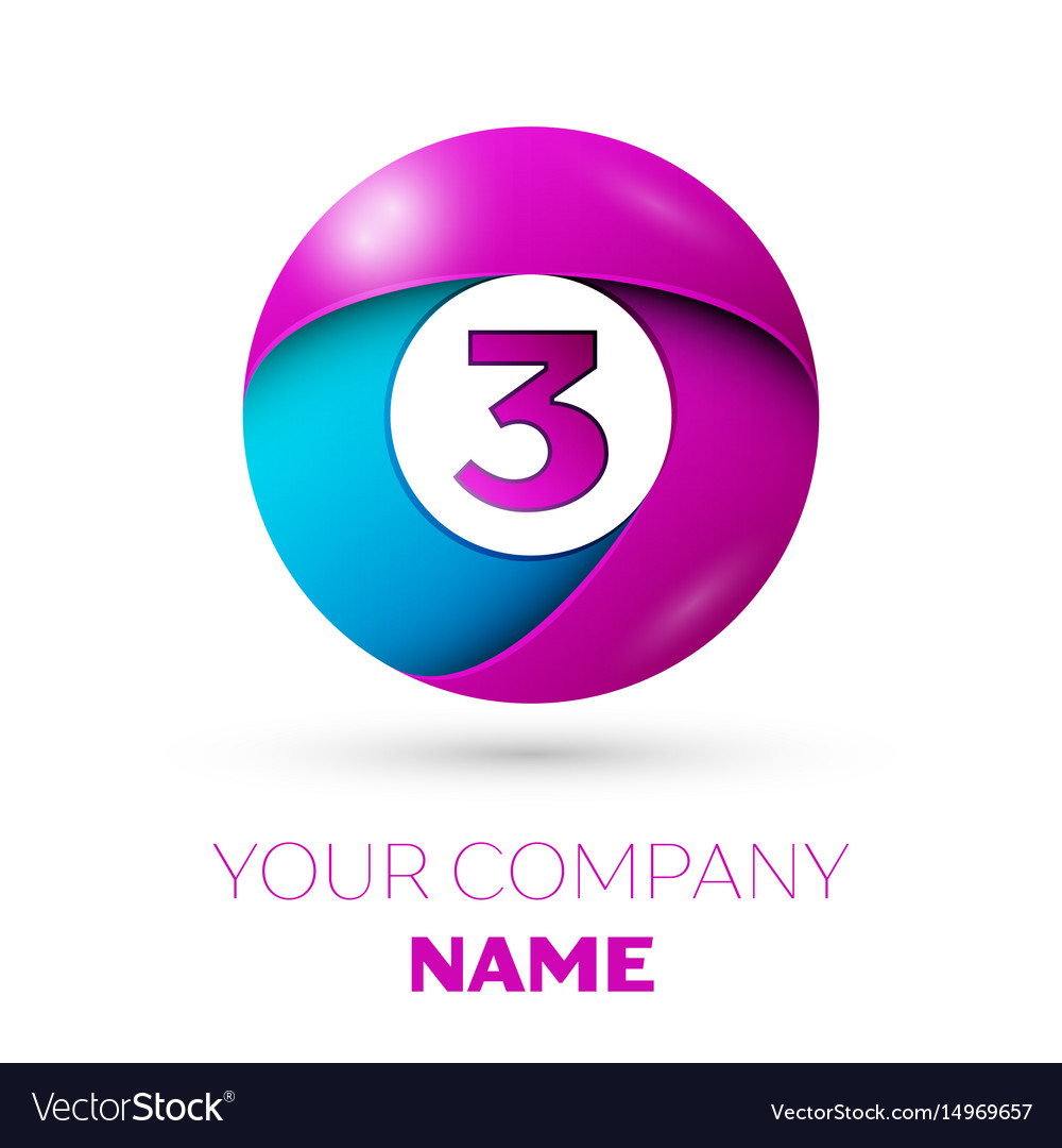 Number three symbol in the colorful circle