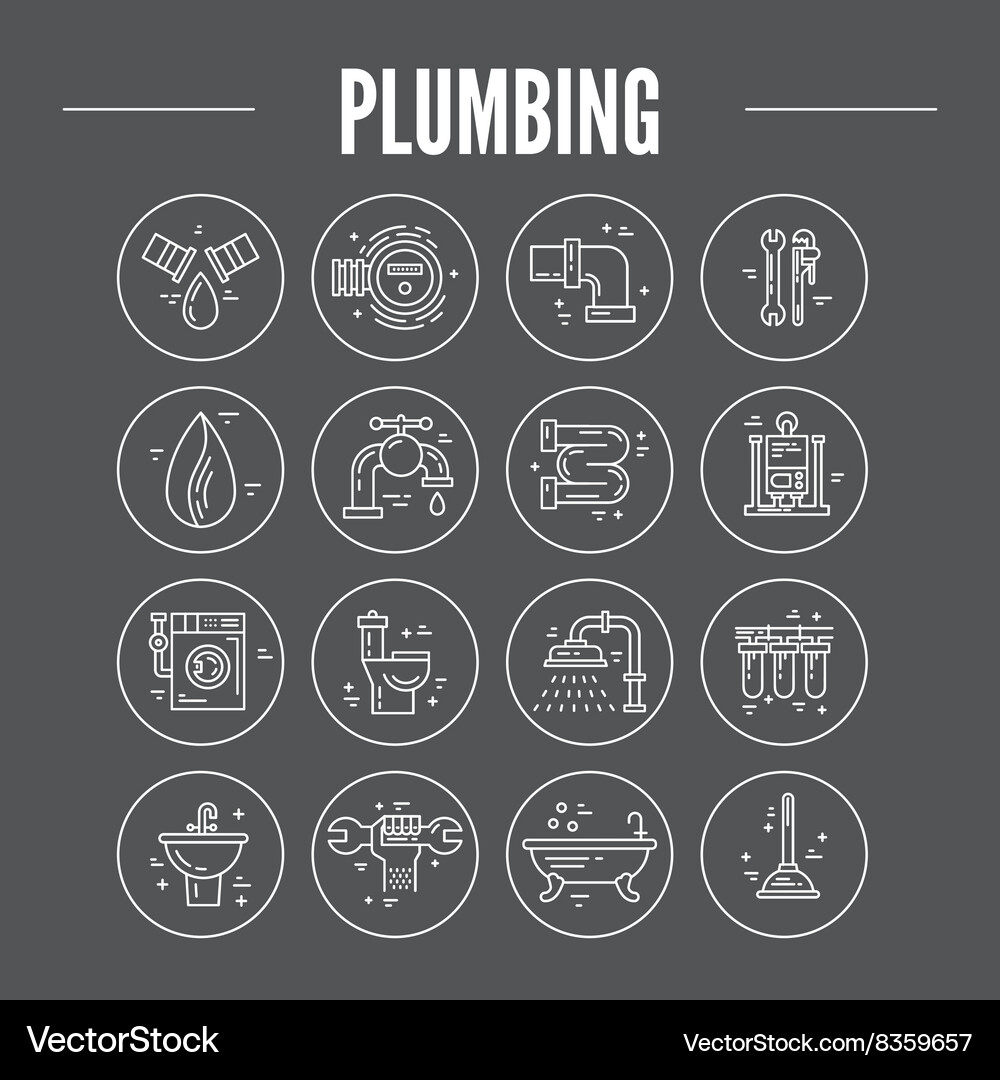Plumbing Icons Royalty Free Vector Image Vectorstock