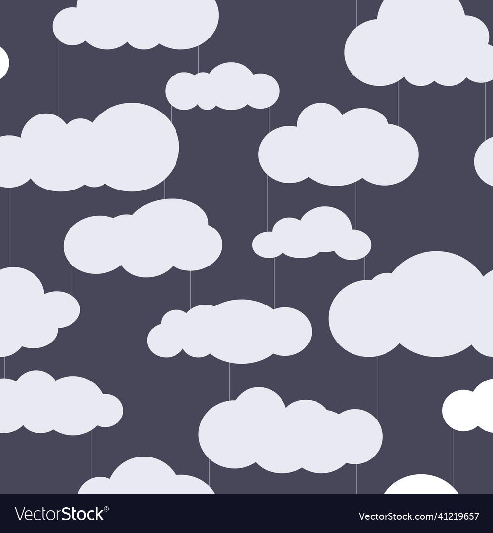 Seamless square pattern with clouds and rain vector image Seamless square pattern with clouds and rain