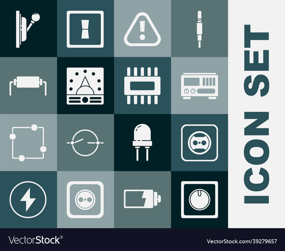 Set electric light switch measuring instruments Vector Image