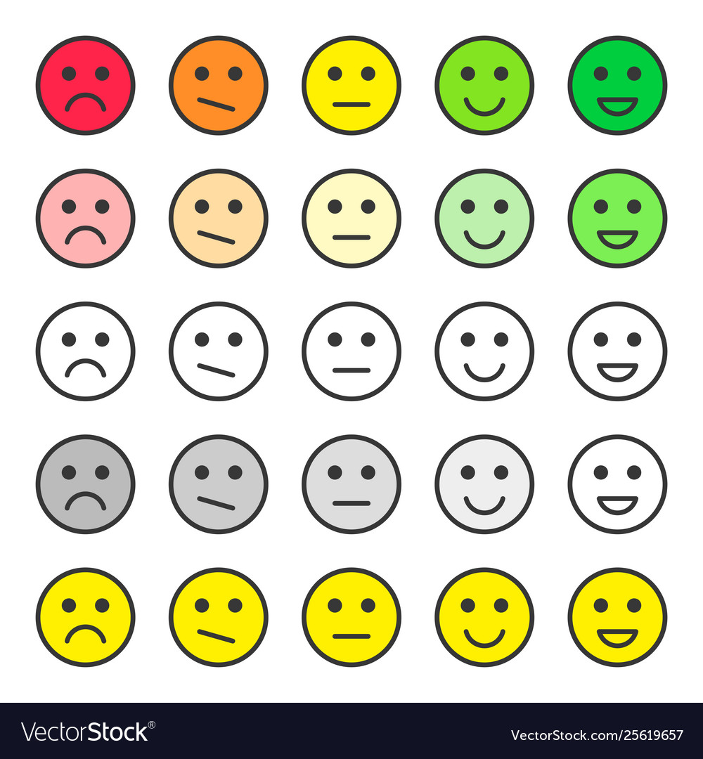 Set faces scale feedback ratings emoticons Vector Image