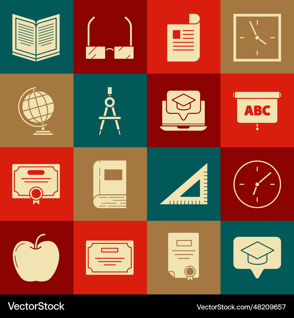Set graduation cap in speech bubble clock Vector Image