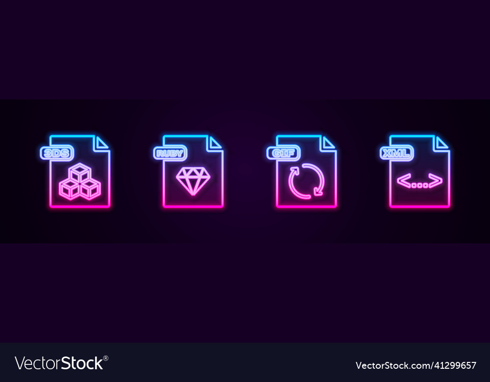 Set line 3ds file document ruby gif and xml vector image Set line 3ds file document ruby gif and xml