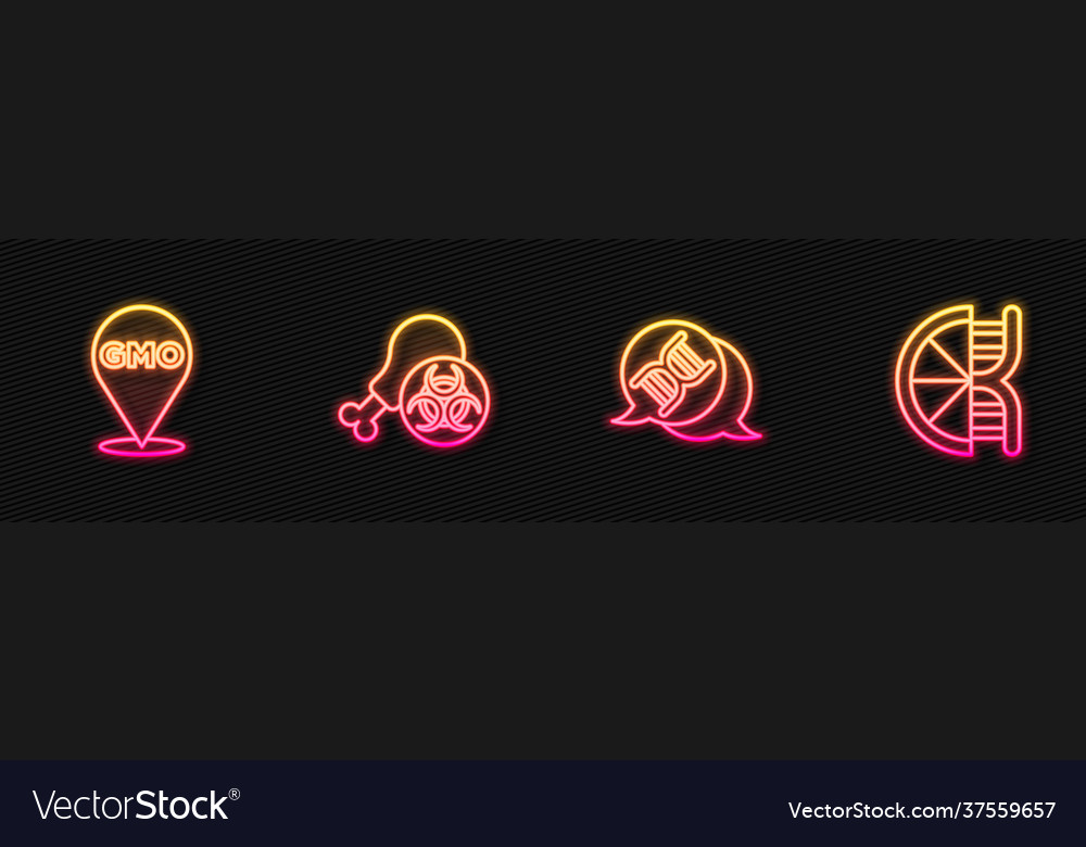 Set line dna symbol gmo research chicken vector image Set line dna symbol gmo research chicken