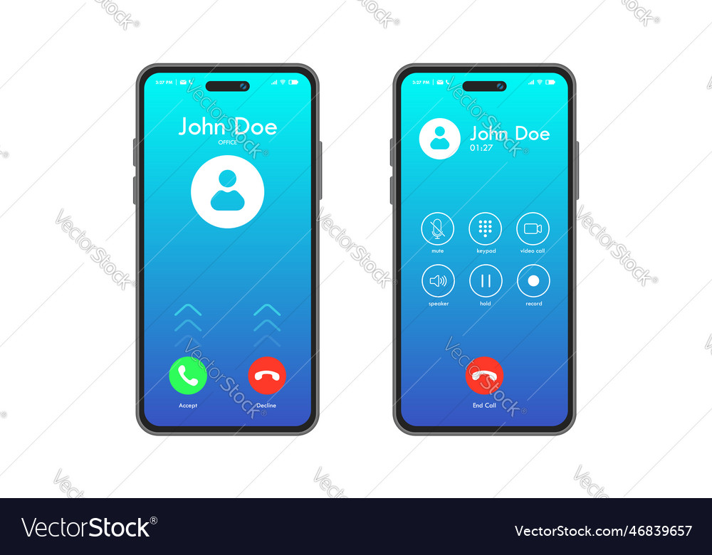 Smartphone call screen user interface display Vector Image Smartphone call screen user interface display