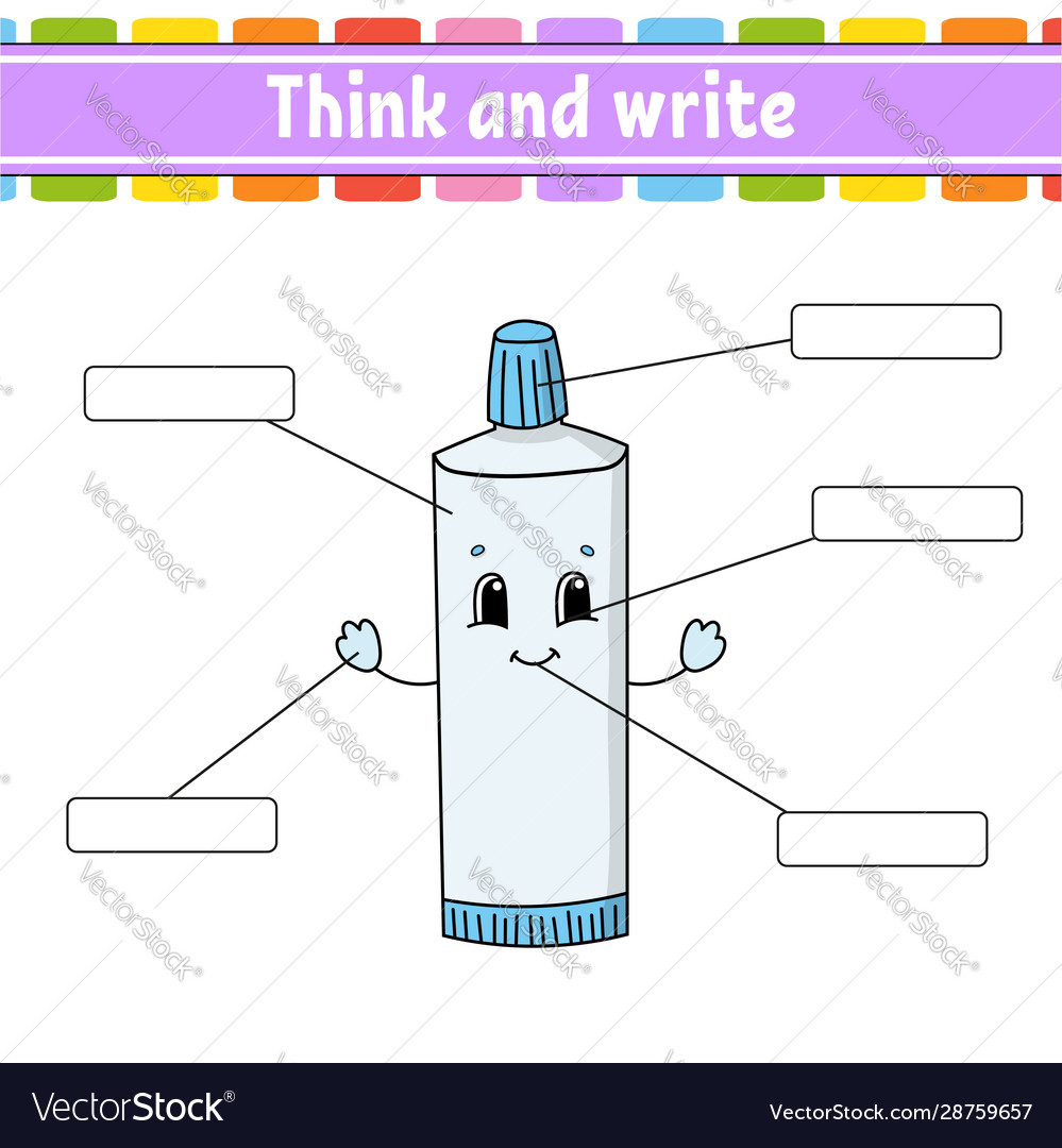 Toothpaste think and write body part learning vector image Toothpaste think and write body part learning