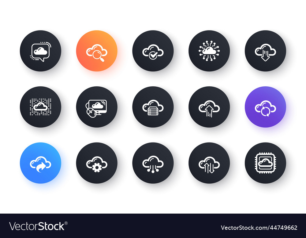 Computer cloud icons hosting computing data vector image Computer cloud icons hosting computing data