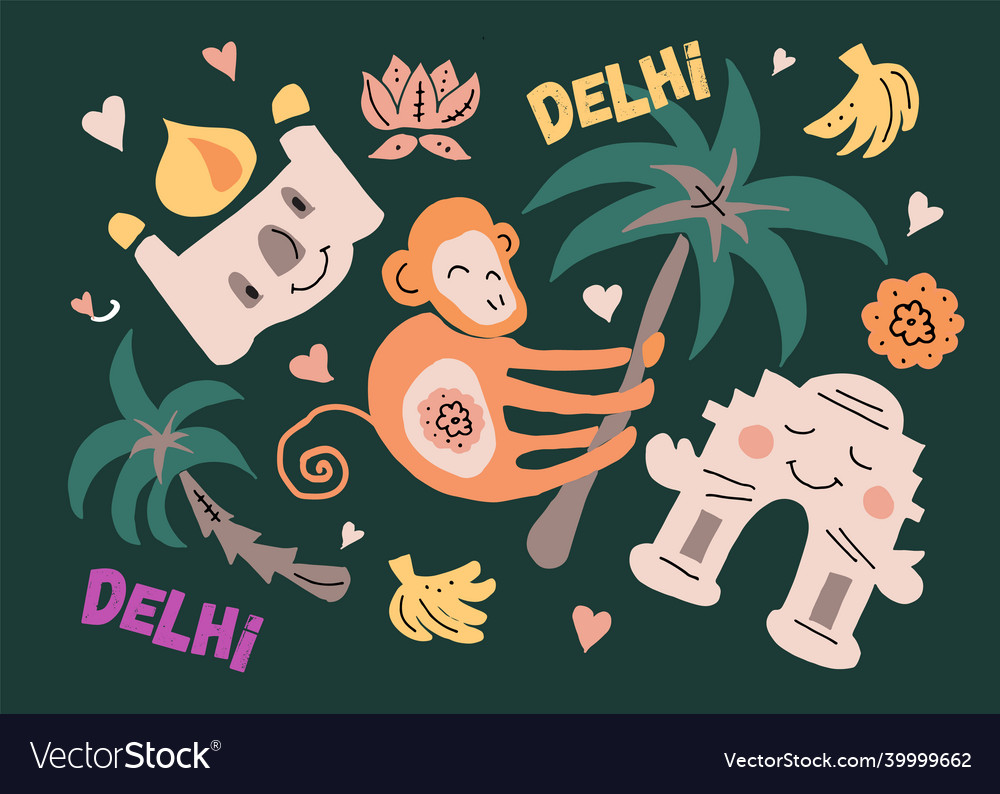 Delhi cartoon drawing cartoon doodle Royalty Free Vector Delhi cartoon drawing cartoon doodle Royalty Free Vector