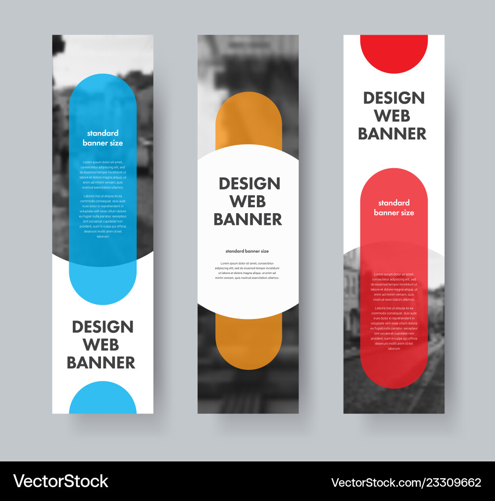 Design Of Web Banners With Color Design Elements Vector Image