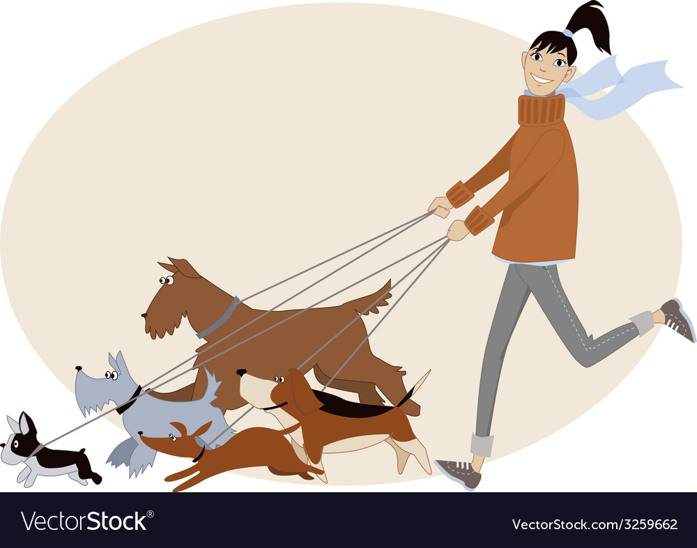 Dog walker Royalty Free Vector Image VectorStock