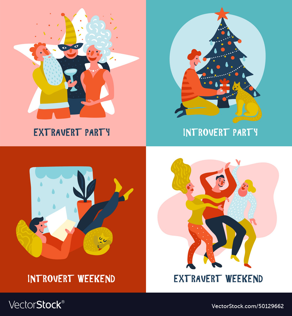 Extrovert introvert design concept vector image Extrovert introvert design concept