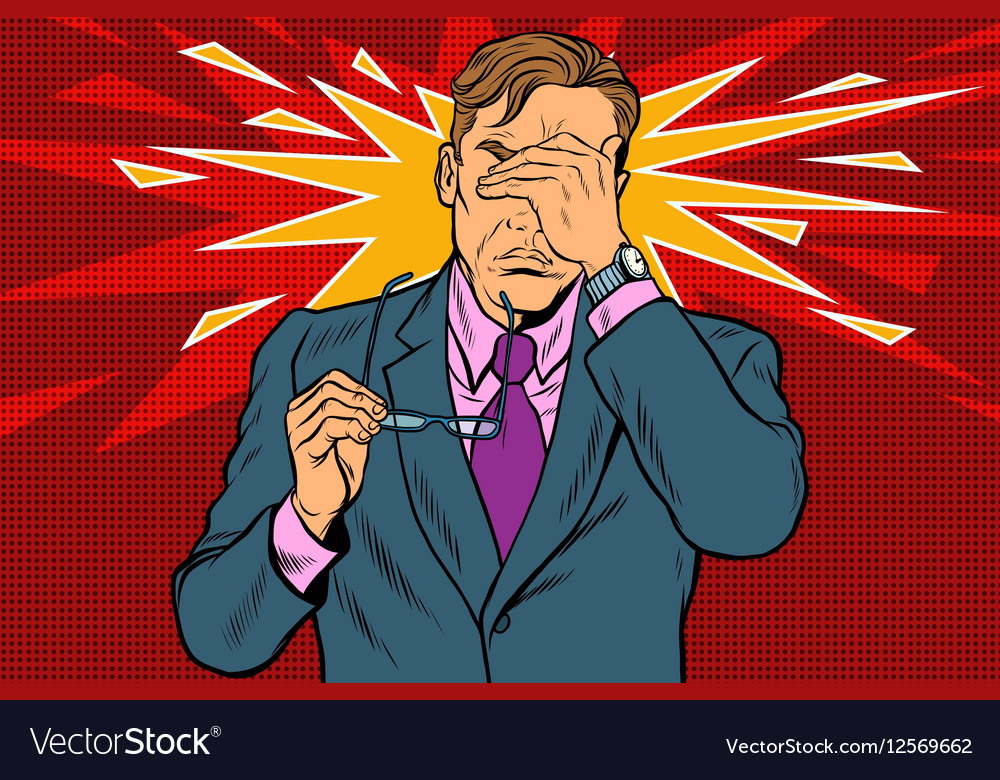 Eye pain fatigue and poor vision Royalty Free Vector Image