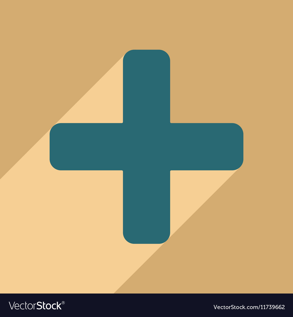 Flat with shadow icon and mobile application plus