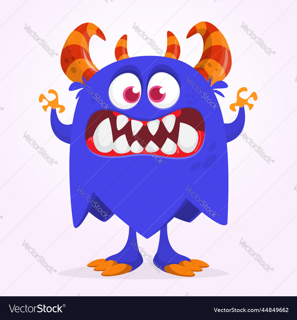 Funny cartoon monster character of cute and happy Vector Image