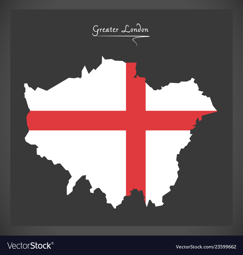 Greater london map with flag of england