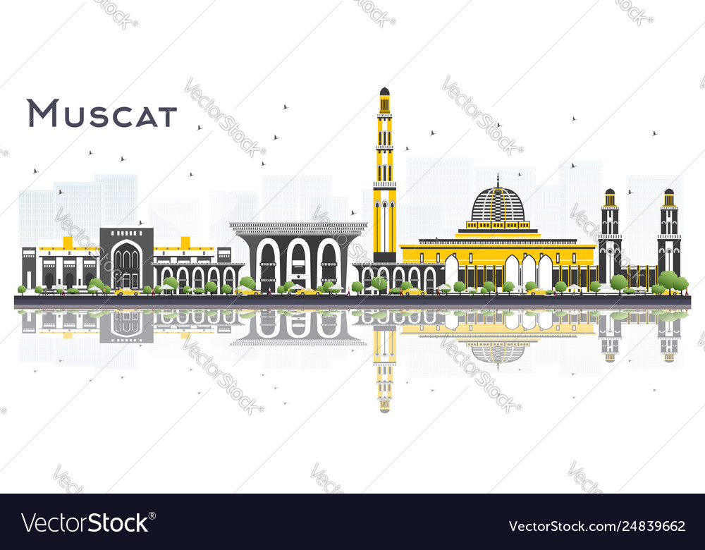 Muscat oman city skyline with gray buildings and Vector Image