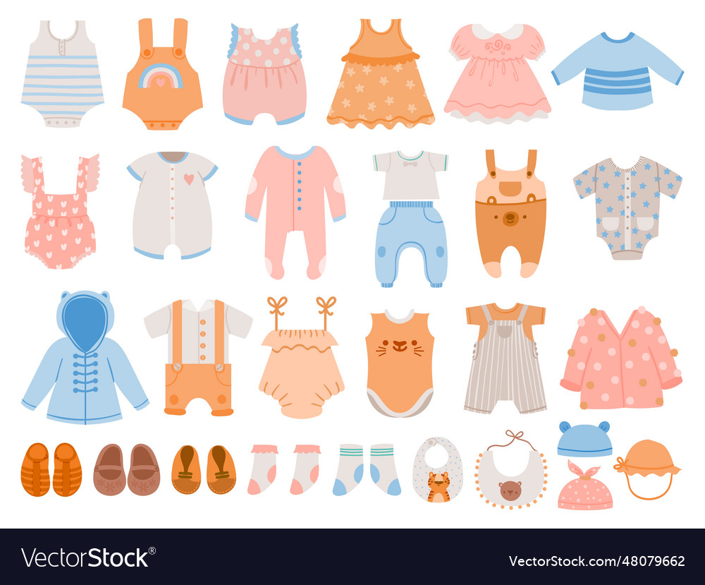 Newborn clothes baby apparel for boys and girls Vector Image