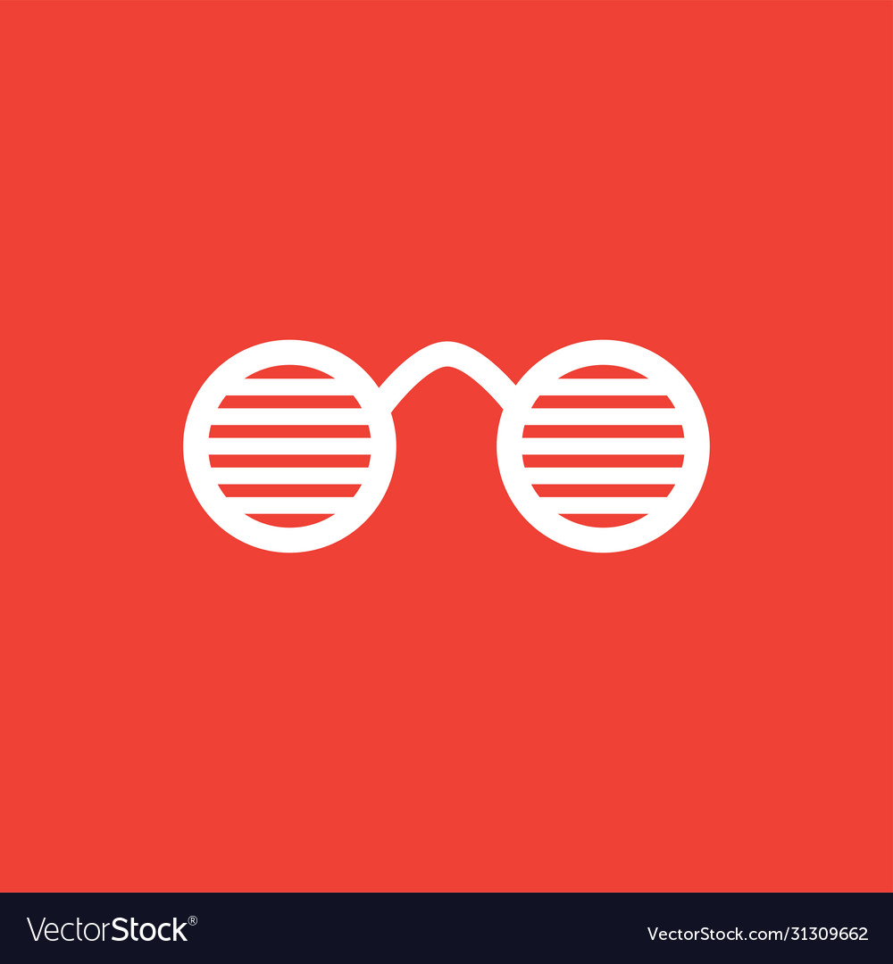 Party glasses icon on red background flat vector image Party glasses icon on red background flat