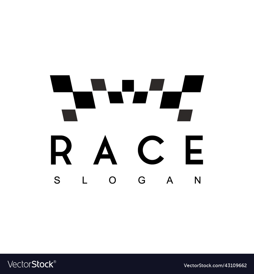 Race logo design template with black and white Vector Image