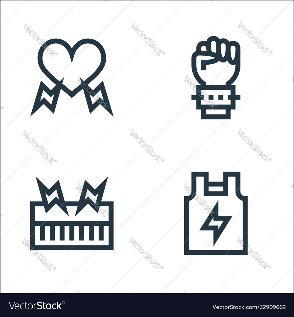 Rock and roll line icons linear set quality vector image Rock and roll line icons linear set quality