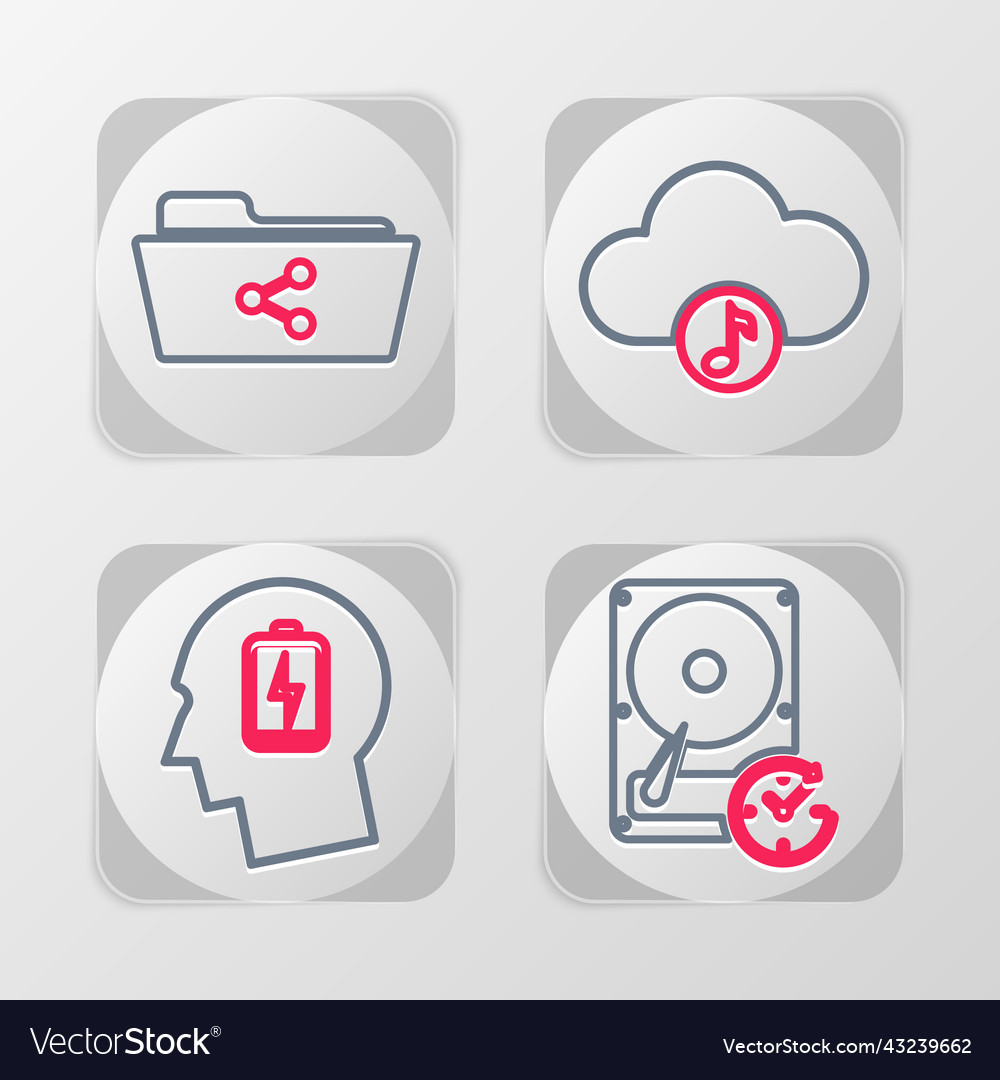 Set line hard disk drive with clockwise head low vector image Set line hard disk drive with clockwise head low