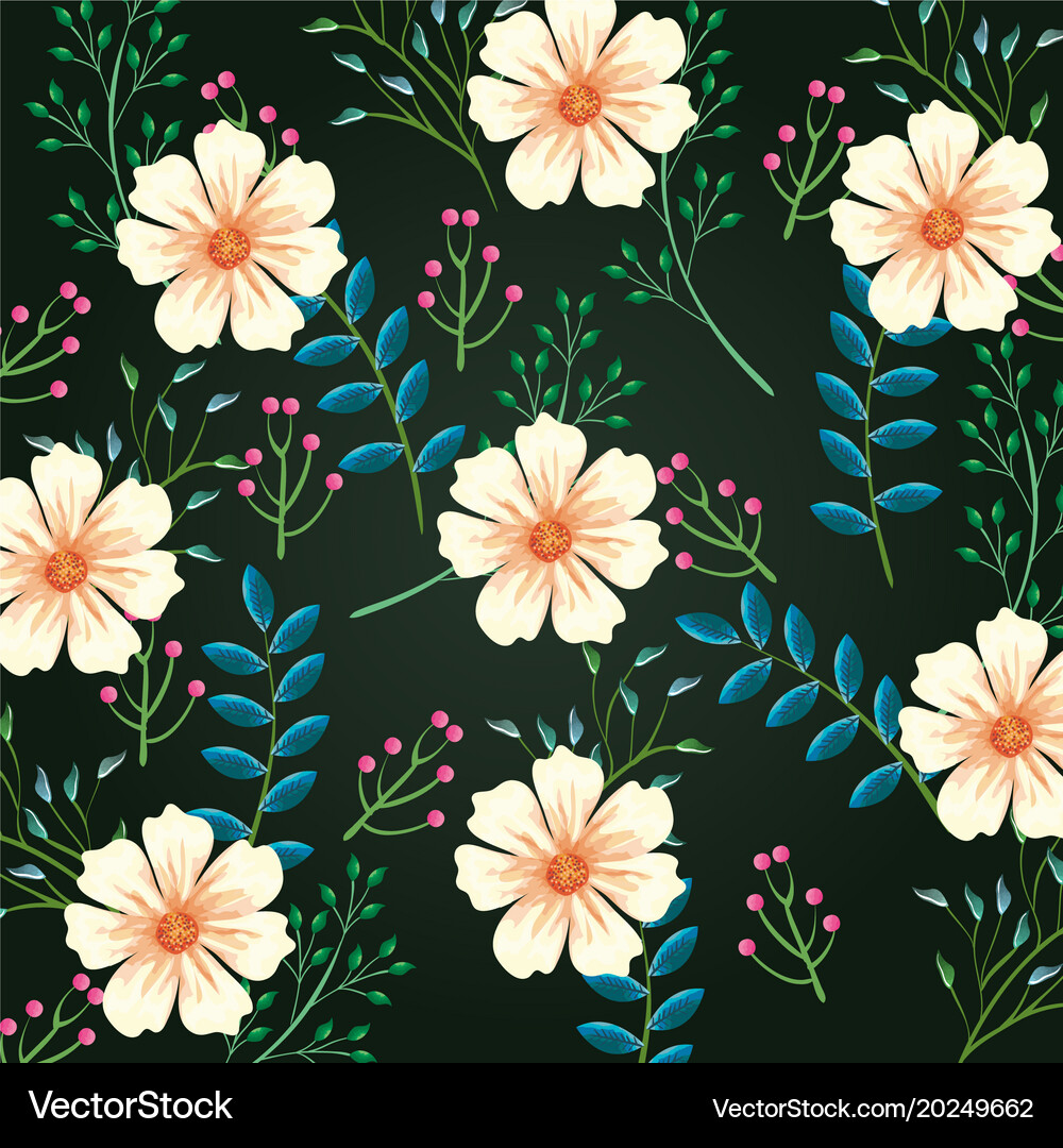 Tropical and exotics flowers leafs Royalty Free Vector Image