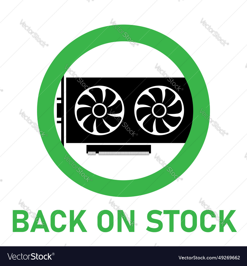 Videocard back on stock simple icon of gpu