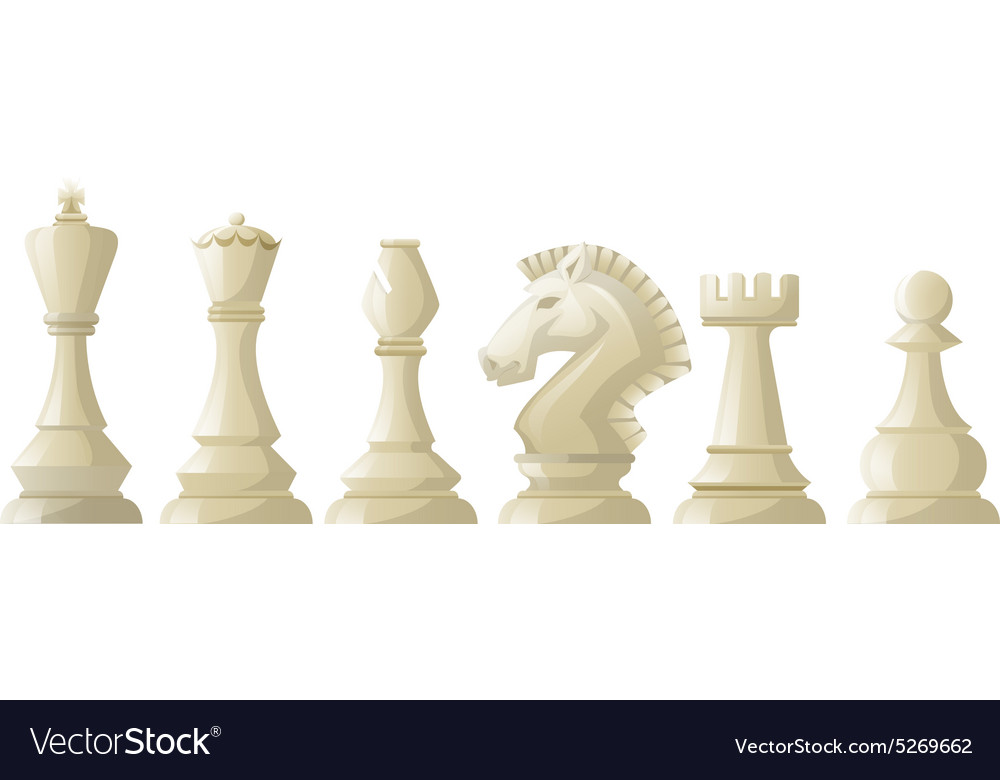 White chess pieces in a row Royalty Free Vector Image