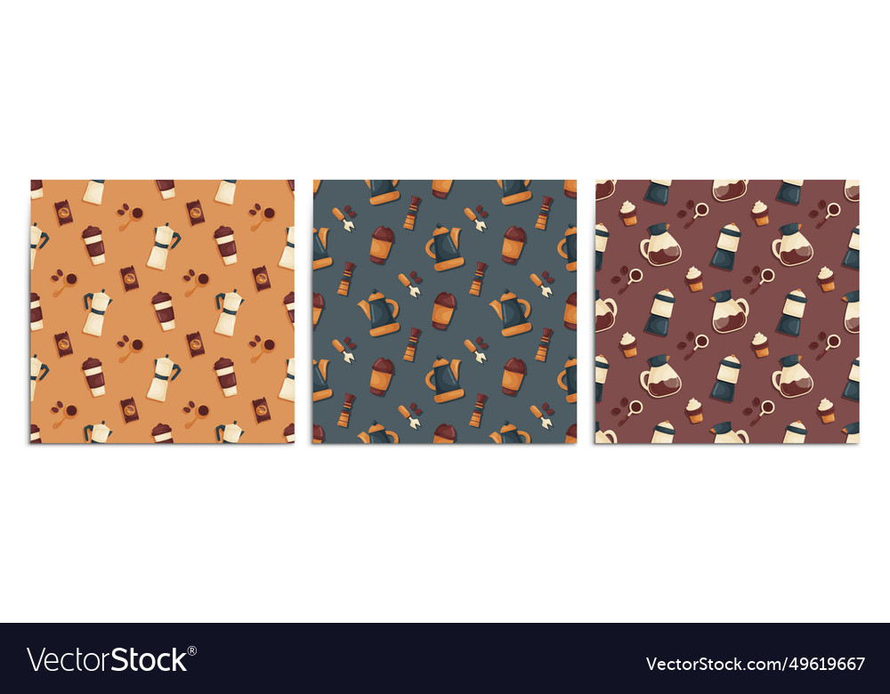 A set of seamless patterns with elements vector image A set of seamless patterns with elements