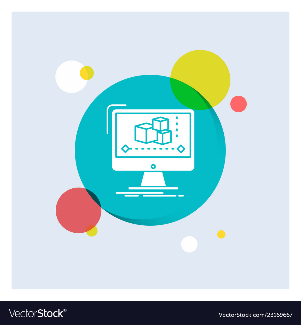 Animation computer editor monitor software white vector image Animation computer editor monitor software white