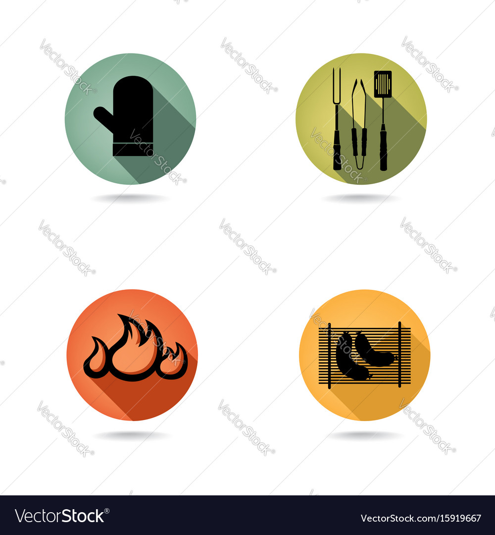 Barbecue icons set bbq food sign party collection