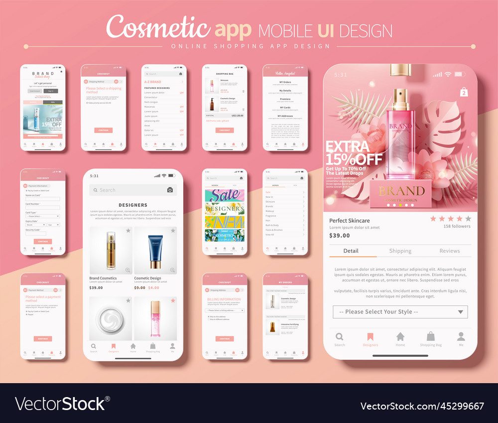 Cosmetic shopping app mobile ui