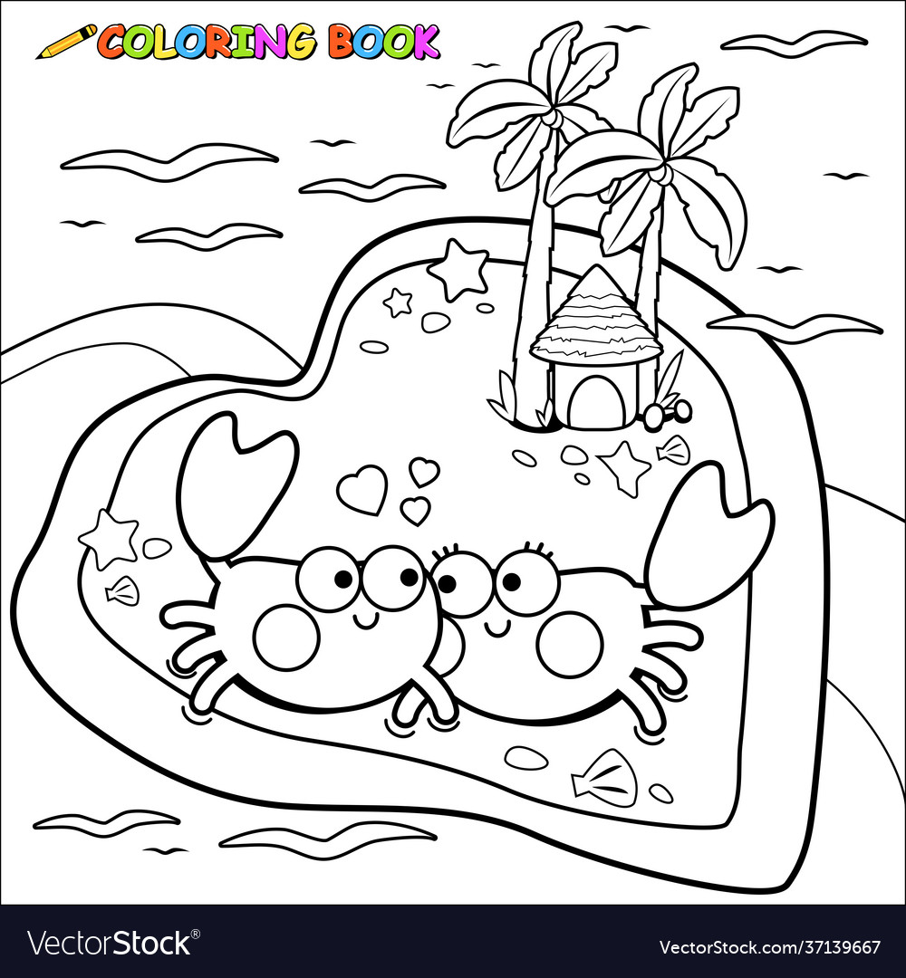 Раскраска пляж для детей распечатать Crabs walking on beach Royalty Free Vector Image