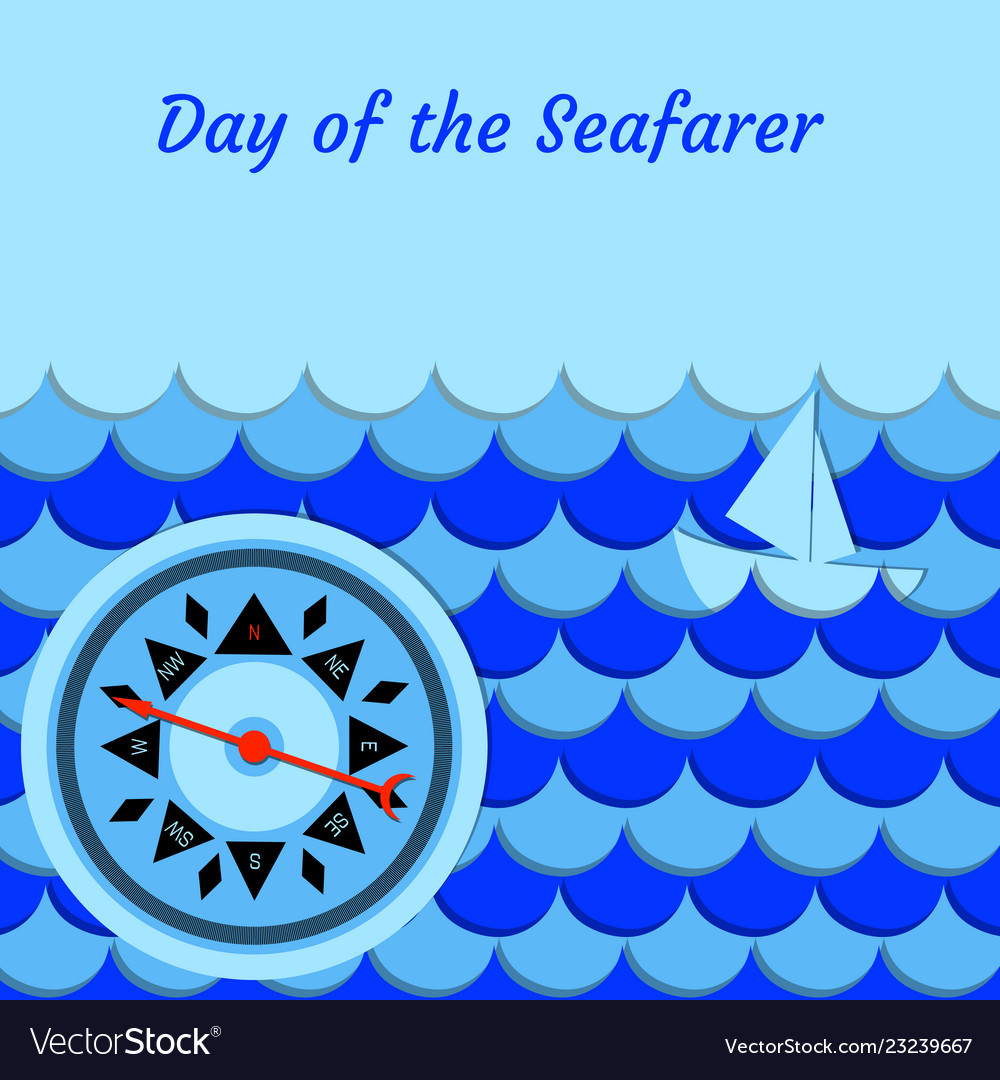 Day of the seafarer 25 june stylized cartoon sea Vector Image